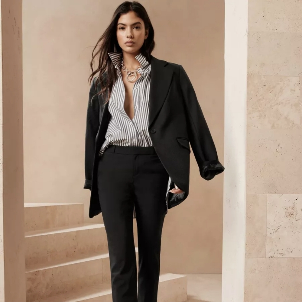Banana Republic Italian Wool Suit Set Blazer Ryan Pants Petite